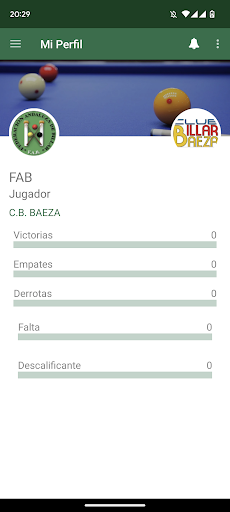 Android application FAB Federación Andaluza Billar screenshort