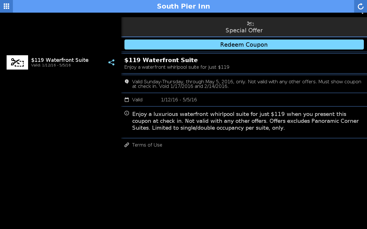 Android application South Pier Inn screenshort