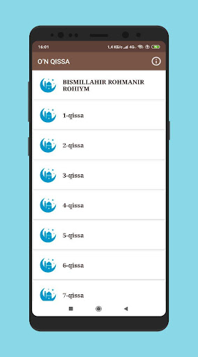 Android application Muhammad (s.a.v) hayotlaridan screenshort