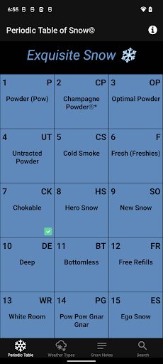 Android application Table of Snow screenshort