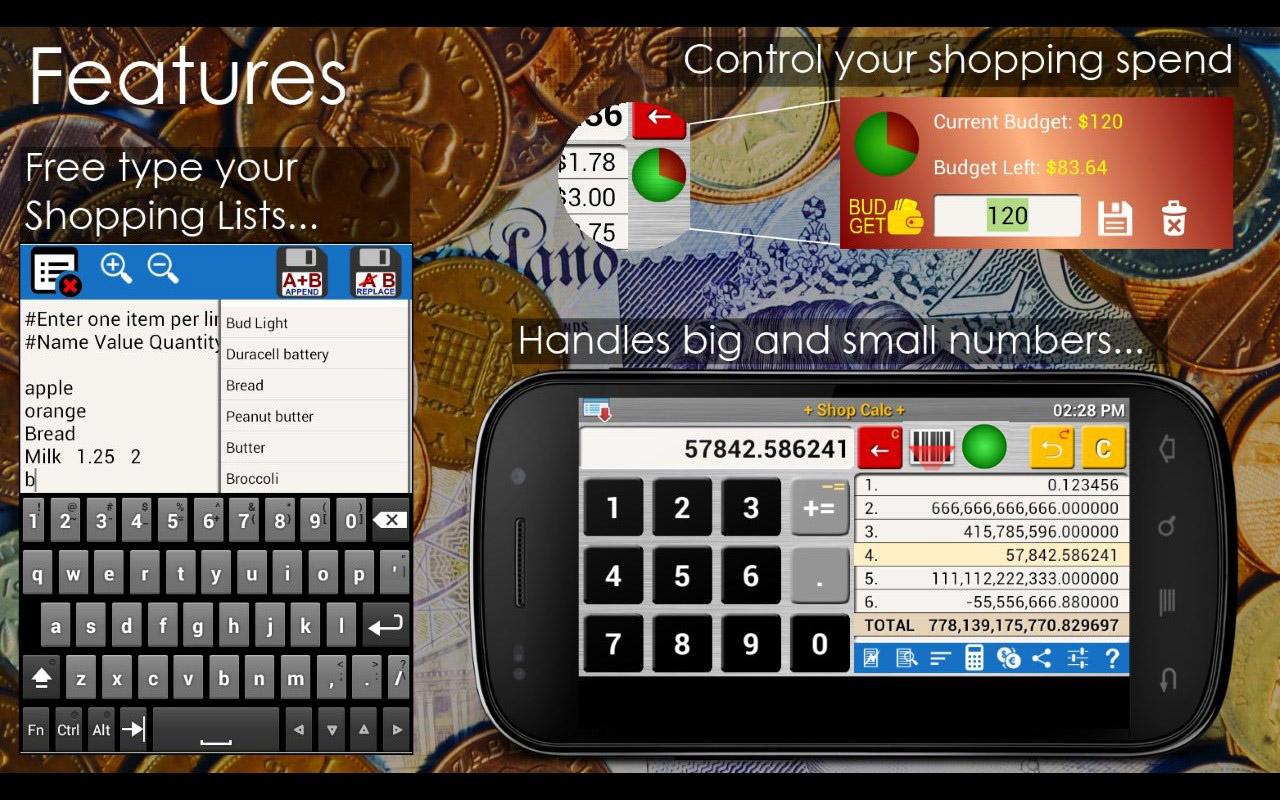 Android application Shop Calc Pro: Shopping List screenshort
