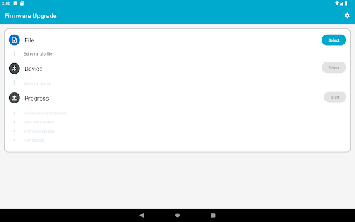 Screenshot of nRF Device Firmware Update