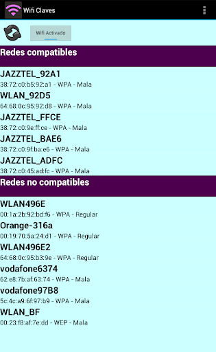 Android application Wifi Claves screenshort