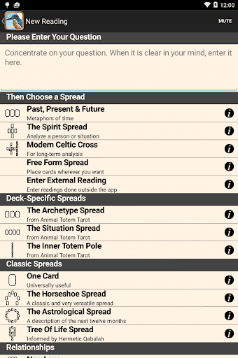Screenshot of Animal Totem Tarot