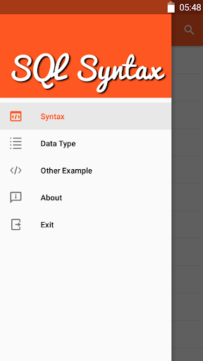 Android application SQL Syntax screenshort