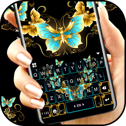 Vintage Golden Butterfly Keybo logo