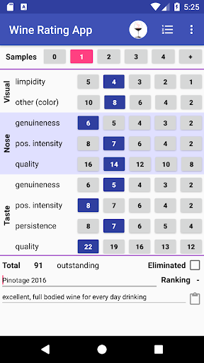 Android application Wine Rating App 100, rate wine screenshort