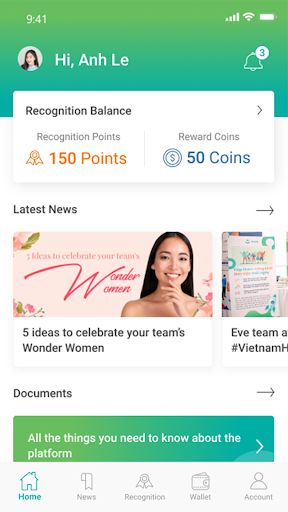 Android application EveHR | Benefits & Recognition screenshort