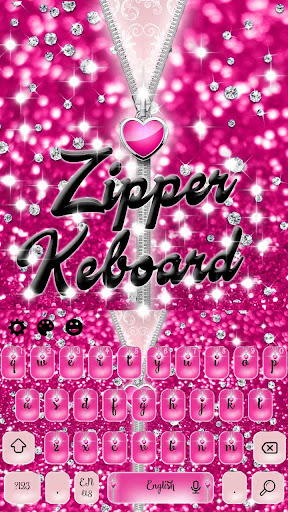Pink Zipper Glitter Diamond Keyboard Theme