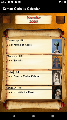 CATHOLIC CALENDAR Screen 2