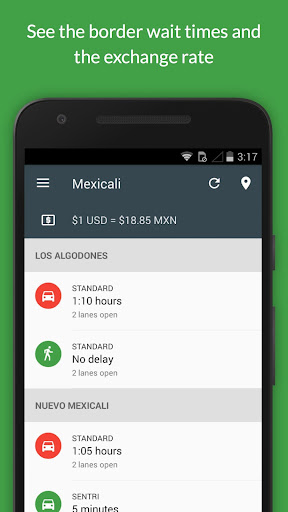 Android application Bordify: border waiting times screenshort
