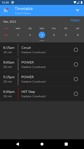 Android application Amp'd Fitness screenshort