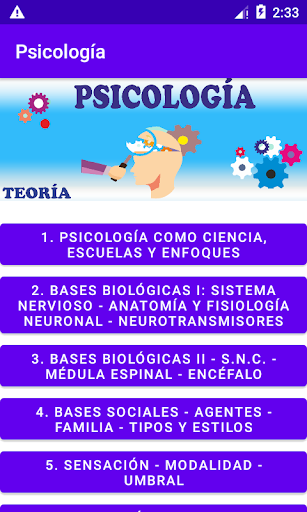 Android application Psicología screenshort