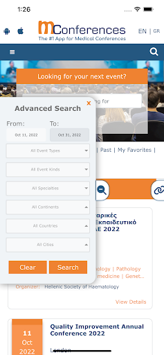 mConferences Medical Events Screen 2