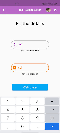 BMI CALCULATOR Screen 3