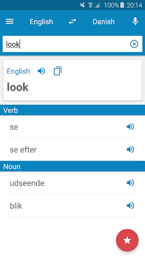 Android application Danish-English Dictionary screenshort