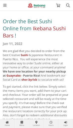 Android application Ikebana Sushi Online Ordering screenshort