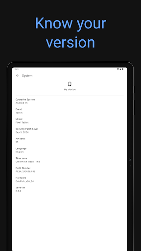Screenshot of System information