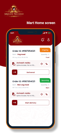 Android application ShrimathiBhojanam Delivery screenshort