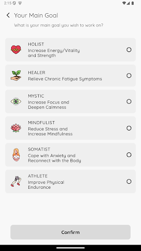 Screenshot of Vital Life: mindbody routines