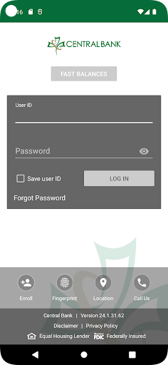 Android application Central Bank Mobile Banking screenshort