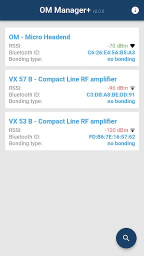 Android application OM MANAGER+ screenshort