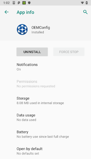 Android application Datalogic OEMConfig screenshort