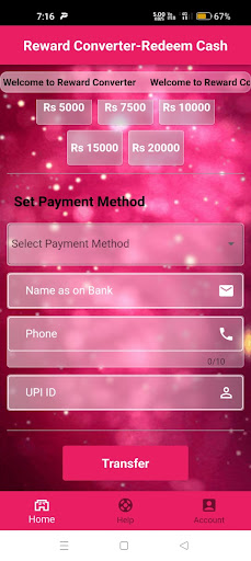Reward Converter - Redeem cash Screen 3