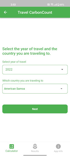 Travel CarbonCount Screen 2