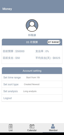 Android application Money Reminder screenshort