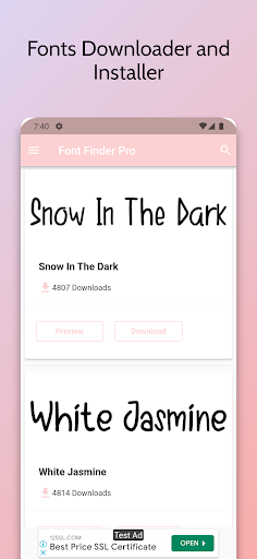 Android application Font Finder Pro screenshort