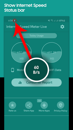 Android application Internet Speed Meter Live screenshort