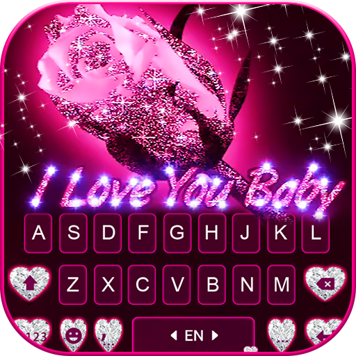 Glitter Rose Love Keyboard Background