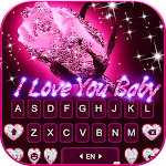 Cover Image of Download Glitter Rose Love Keyboard Bac  APK