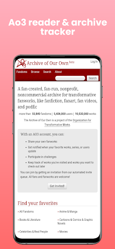 Android application Reader for AO3 screenshort