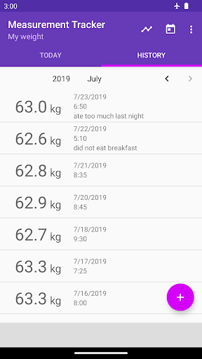 Measurement Tracker Screen 2