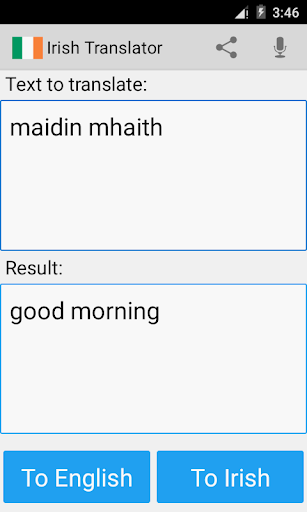 Irish English Translator Screen 2