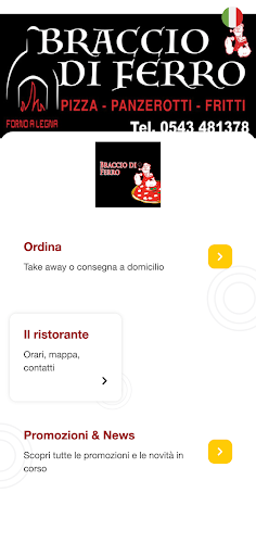 Android application Pizzeria Braccio di Ferro screenshort