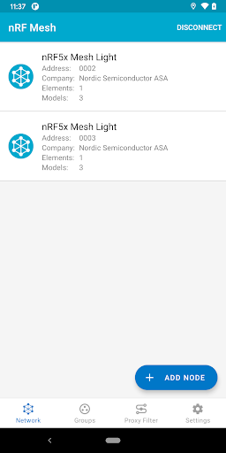 Screenshot of nRF Mesh
