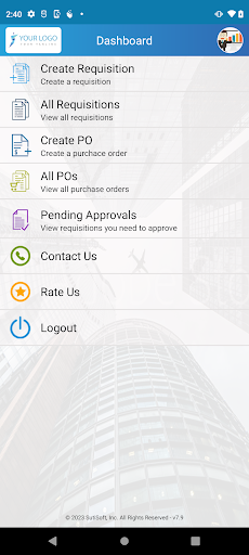 Android application SutiProcure screenshort