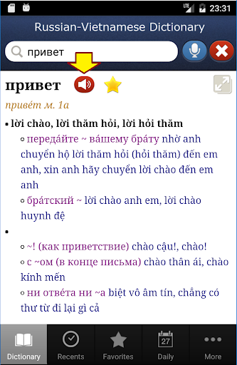 Russian-Vietnamese Dictionary Screen 3