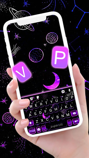 Android application Purple Planets Keyboard Backgr screenshort