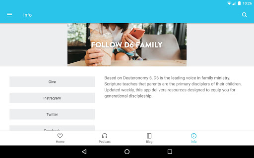 Screenshot of The D6 Family App