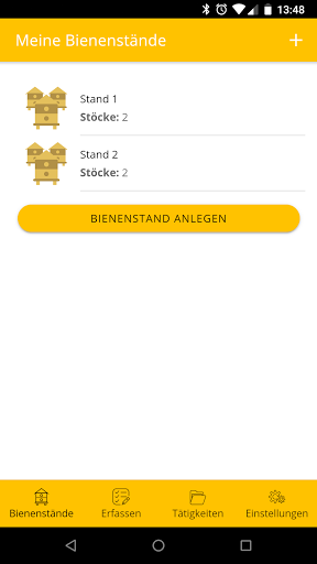 Android application BeeSaver Bienenstockverwaltung screenshort