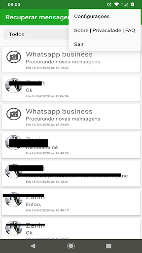 Mensagens apagadas Screen 2