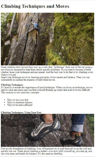 Android application Rock Climbing Techniques Tips screenshort