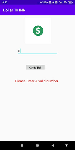 Android application Dollar To INR Conversion App screenshort