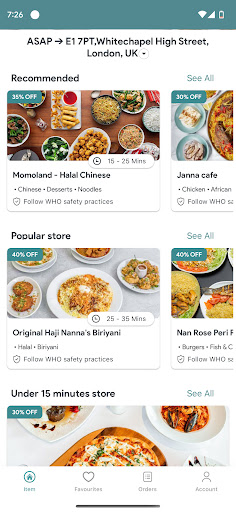 Android application Thirtymins - Food Delivery UK screenshort