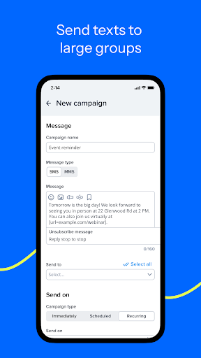 Screenshot of SimpleTexting