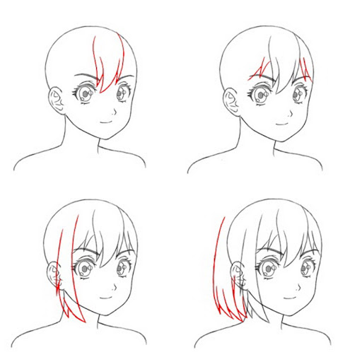 Draw hair in anime style